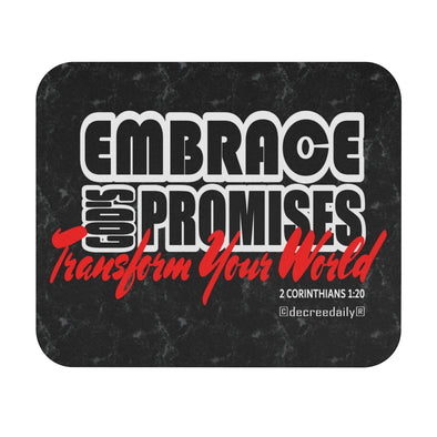 CHRISTIAN FAITH MOUSE PAD - EMBRACE GOD'S PROMISES...TRANSFORM YOUR WORLD - BLACK