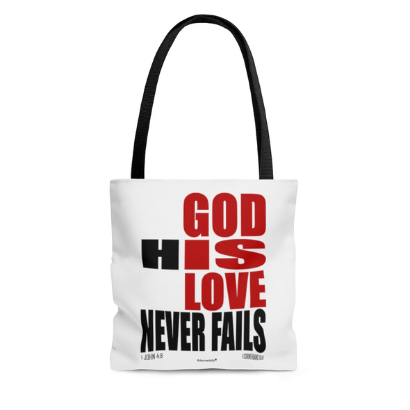 CHRISTIAN FAITH TOTE BAG - GOD IS LOVE HIS LOVE NEVER FAILS