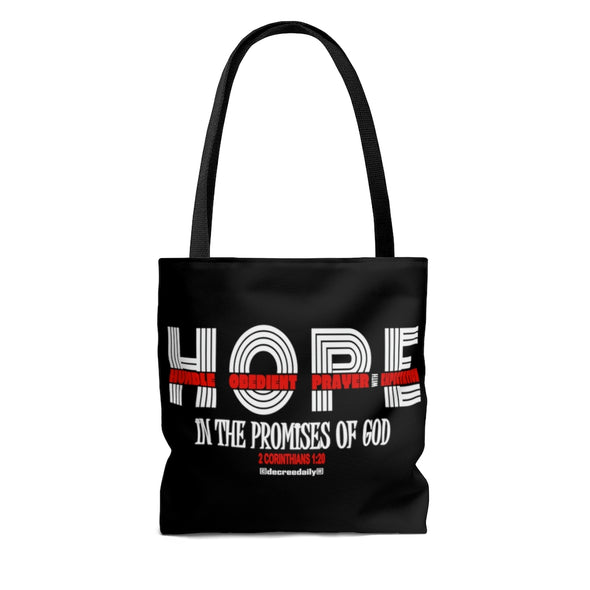 CHRISTIAN FAITH TOTE BAG -  H.O.P.E. IN THE PROMISES OF GOD - Black