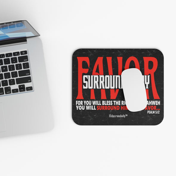 CHRISTIAN FAITH MOUSE PAD - SURROUNDED BY FAVOR... - BLACK