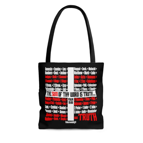 CHRISTIAN FAITH TOTE BAG - THE SUM OF THY WORD IS TRUTH - BLACK