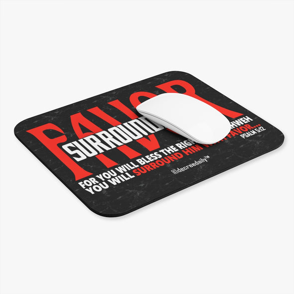 CHRISTIAN FAITH MOUSE PAD - SURROUNDED BY FAVOR... - BLACK