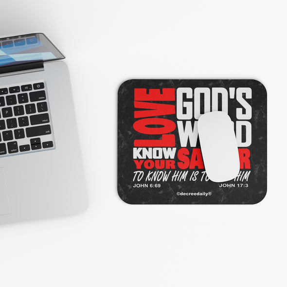 CHRISTIAN FAITH MOUSE PAD - LOVE GOD'S WORD KNOW YOUR SAVIOR...TO KNOW HIM IS TO LOVE HIM