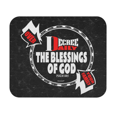 CHRISTIAN FAITH MOUSE PAD - DECREE DAILY THE BLESSING OF GOD OVER YOUR FAMILY - BLACK