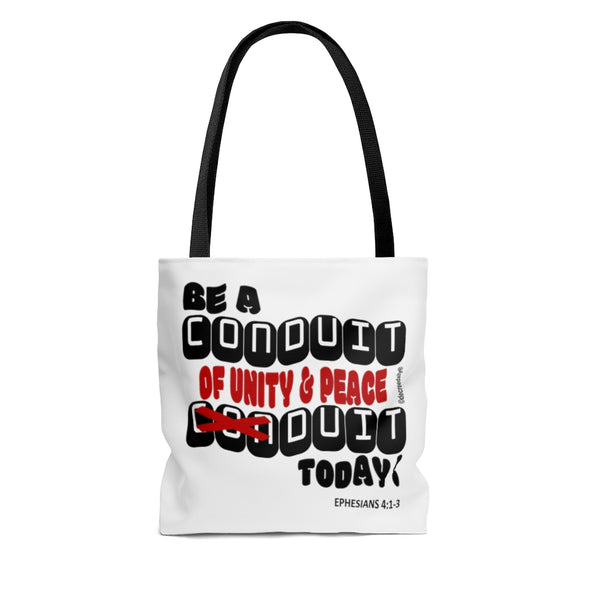 CHRISTIAN FAITH TOTE BAG -  BE A CONDUIT OF UNITY & PEACE DUIT TODAY ! - WHITE