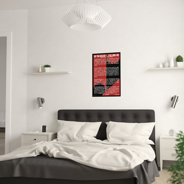 CHRISTIAN POSTER - POEM DO YOU BELIEVE? YES LORD I DO  - Prayer Room Poster - BLACK/RED (210gsm)