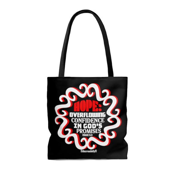 CHRISTIAN FAITH TOTE BAG - HOPE: OVERFLOWING CONFIDENCE IN GOD'S PROMISES - BLACK