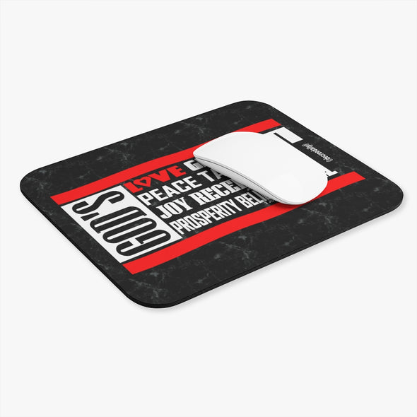 CHRISTIAN FAITH MOUSE PAD - GOD'S LOVE GIVE IT, GOD'S PEACE TAKE IT, GOD'S JOY RECEIVE IT, GOD'S PROSPERITY BELIEVE IT - BLACK